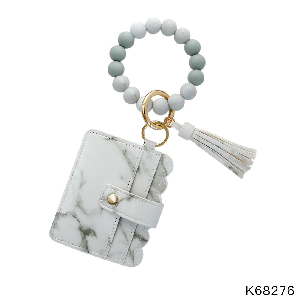 Wholesale Silicone Pendant Leather PU Tassel Card Bag Keychains